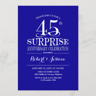 Invitation Surprise 45ème anniversaire de Mariage - Bleu Blan