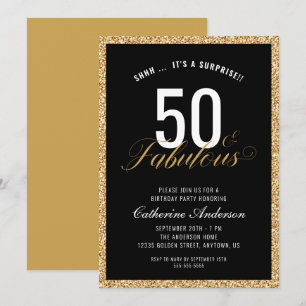 Invitation Surprise 50 & Fabulous Gold Parties scintillant fê