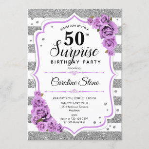 Invitation Surprise 50e anniversaire - Argent blanc violet