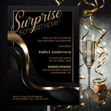 Surprise 50e anniversaire Black Gold Party Invitat