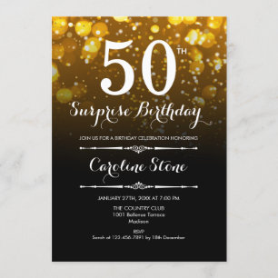 Invitation Surprise 50e anniversaire - Black Gold White