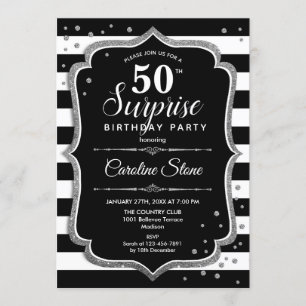 Invitation Surprise 50e anniversaire - Black White Silver