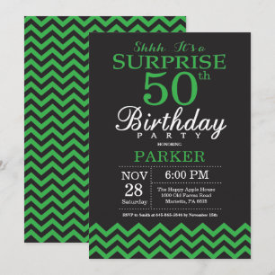 Invitation Surprise 50e anniversaire Chevron noir et vert