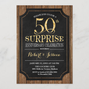 Invitation Surprise 50e anniversaire de mariage - Bois Or