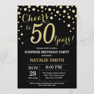 Invitation Surprise 50e anniversaire Diamant noir et or