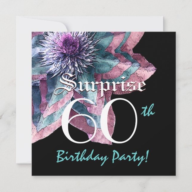 Invitation SURPRISE 50e anniversaire Fleur bleue rose F631 (Devant)