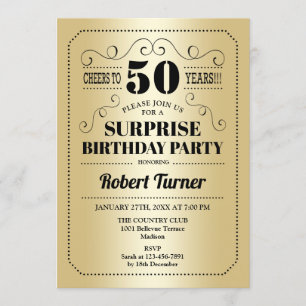 Invitation Surprise 50e anniversaire - Gold Black