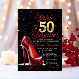 Invitation Surprise 50e anniversaire Gold Red talons 50