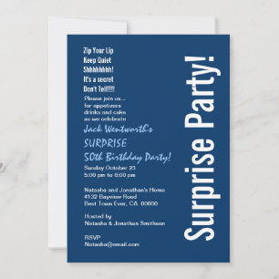 Invitation SURPRISE 50e anniversaire Marine moderne bleu blan