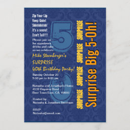Invitation SURPRISE 50e anniversaire moderne Blue and Gold R4