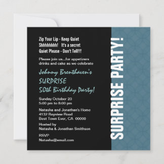 Invitation SURPRISE 50e anniversaire Moderne Dusty Blue W1452