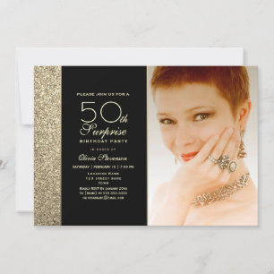 Invitation Surprise 50e anniversaire noir et or