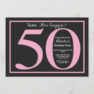 Invitation Surprise 50e anniversaire Pink and Black Chalkboar
