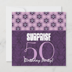 Invitation Surprise 50e anniversaire Purple Floral Modèle V1