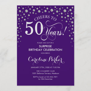 Invitation Surprise 50e anniversaire - Purple Silver