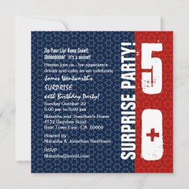 Invitation SURPRISE 50e anniversaire Red White Blue Stars