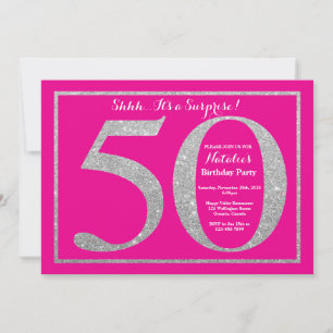 Invitation Surprise 50e Anniversaire Rose Chaud et Paillettes