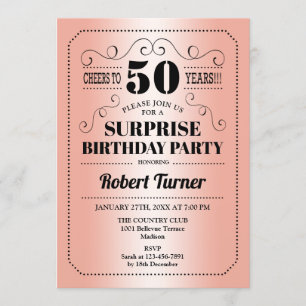 Invitation Surprise 50e anniversaire - Rose Gold Black
