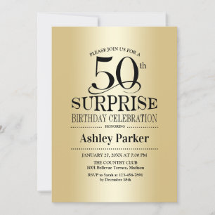 Invitation Surprise 50e fête d'anniversaire - Gold