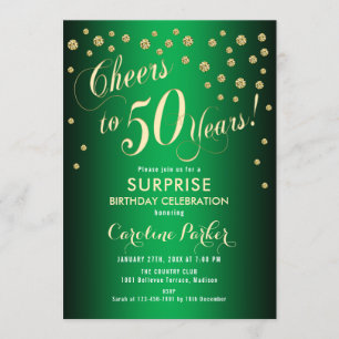 Invitation Surprise 50e fête d'anniversaire - Gold Green
