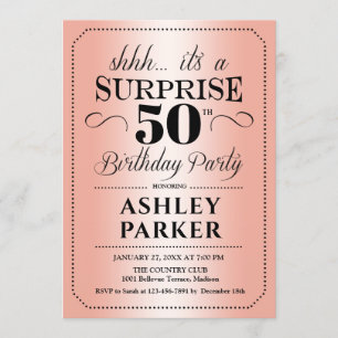 Invitation Surprise 50e fête d'anniversaire - Rose Gold