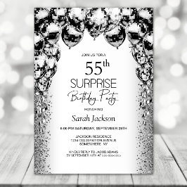 Invitation Surprise 55e anniversaire Black White Balloons Par