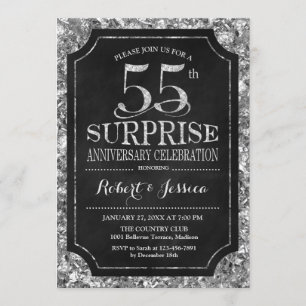 Invitation Surprise 55e anniversaire de mariage - Argent Noir
