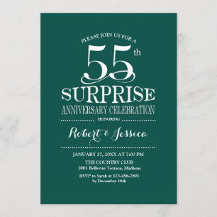 Invitation Surprise 55e anniversaire de mariage - Vert Blanc