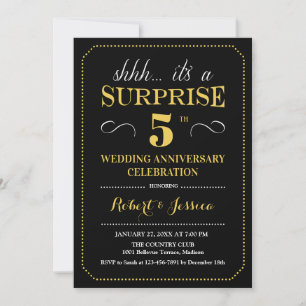 Invitation Surprise 5e anniversaire de mariage - Noir Or