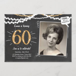 Invitation Surprise 60 Soixante parties scintillant Gold Invi