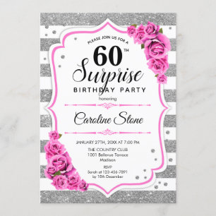 Invitation Surprise 60e anniversaire - Argent blanc rose