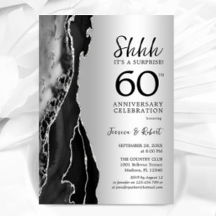 Invitation Surprise 60e anniversaire Argent Noir