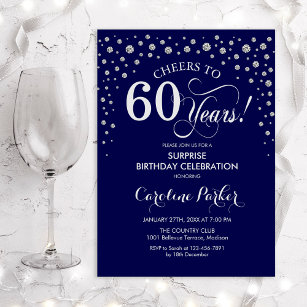 Invitation Surprise 60e anniversaire de fête - Argent de la M