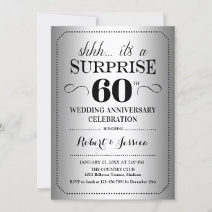 Invitation Surprise 60e anniversaire de mariage - Noir Argent