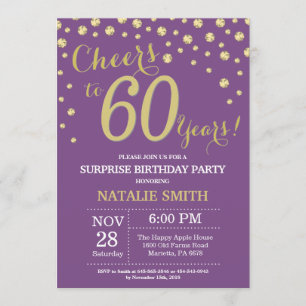 Invitation Surprise 60e anniversaire Diamant violet et or
