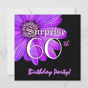 Invitation SURPRISE 60e Anniversaire Fête Purple Daisy F201A