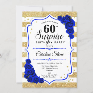 Invitation Surprise 60e anniversaire - Gold White Royal Blue