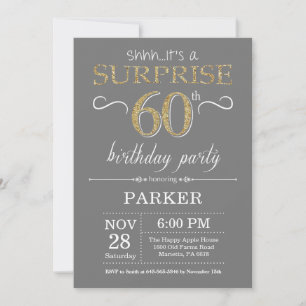 Invitation surprise 60e anniversaire Grey and Gold