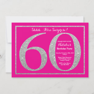Invitation Surprise 60e anniversaire Hot rose et Parties scin