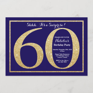 Invitation Surprise 60e anniversaire Marine Blue and Gold Par