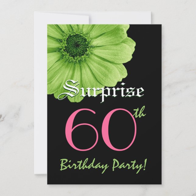 Invitation SURPRISE 60e anniversaire Modèle Lime Green Daisy (Devant)
