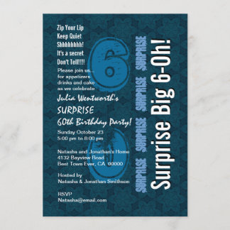 Invitation SURPRISE 60e anniversaire moderne Blue Stars and W
