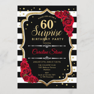 Invitation Surprise 60e anniversaire - Noir Blanc Rouge