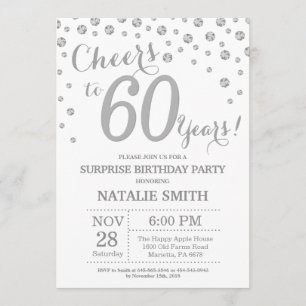 Invitation Surprise 60e anniversaire Parties scintillant d'ar