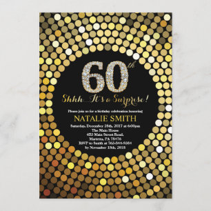 Invitation Surprise 60e anniversaire Parties scintillant noir