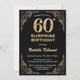 Invitation Surprise 60e anniversaire Parties scintillant noir