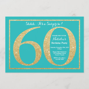 Invitation Surprise 60e anniversaire Parties scintillant Turq