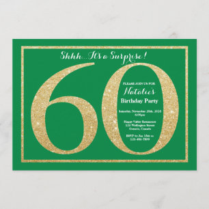 Invitation Surprise 60e anniversaire Parties scintillant vert