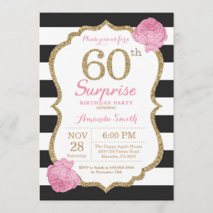 Invitation surprise 60e anniversaire Pink Black Go