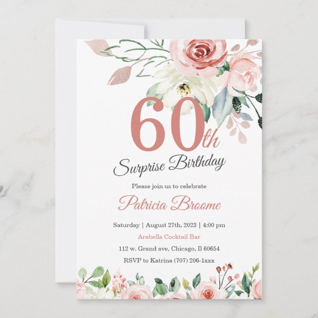 Invitation Surprise 60e anniversaire pour les femmes (Devant)